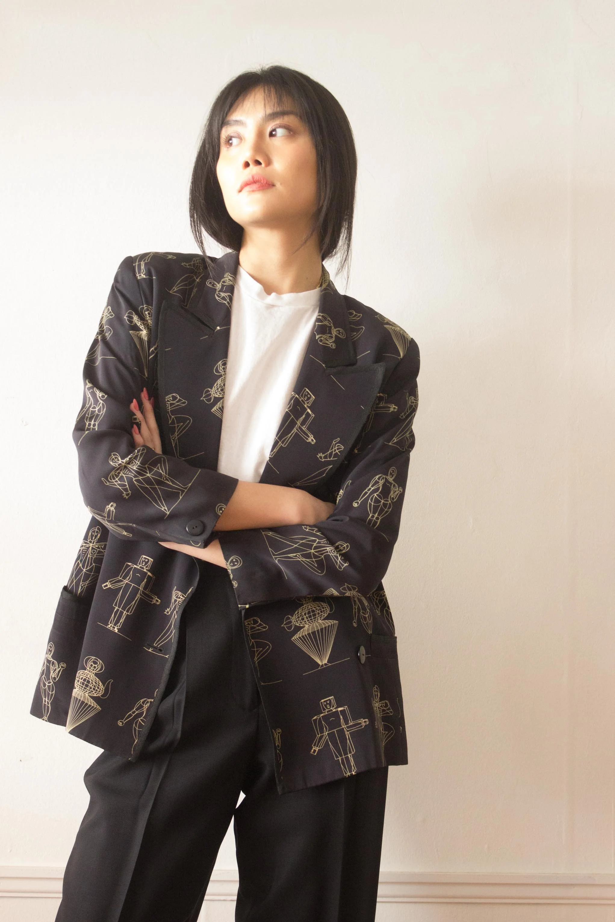 1980s Martine Sitbon Figural Printed Silk Jacket — Wayward 1980s Martine Sitbon Figural Printed Silk Jacket — Wayward